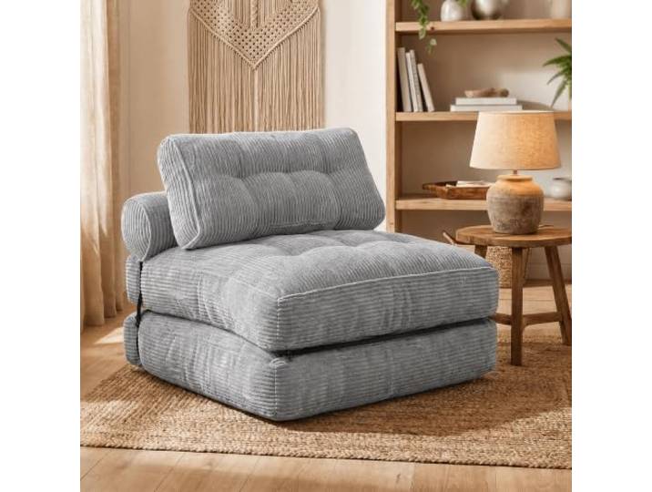 Fabulcozy 4-in-1 Schlafsofa 1-Sitzer, Klappbarer Sessel, Platzsparend und Kompakt Verpackt(Hellgrau)