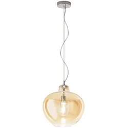 BOWL Pendelleuchte aus bernsteinfarbenem Glas, E27-Fassung, max. 60 W, raffiniertes Design für warmes und einladendes Licht – Perenz