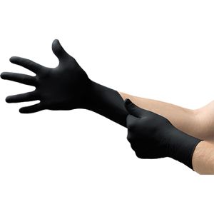 Ansell Einmalhandschuhe Microflex MidKnight,schwarz, 100 Stück, Nitril, chemikalienbeständig, lebensmittelecht, Größe L