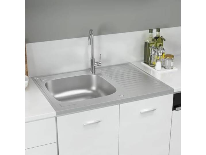 LPERTGFHU Spüle mit Abtropffläche 800x600x155 mm Edelstahl Einzelbecken Reversibel einbaubar, Hitzebeständig & kratzfest, Einfache Montage