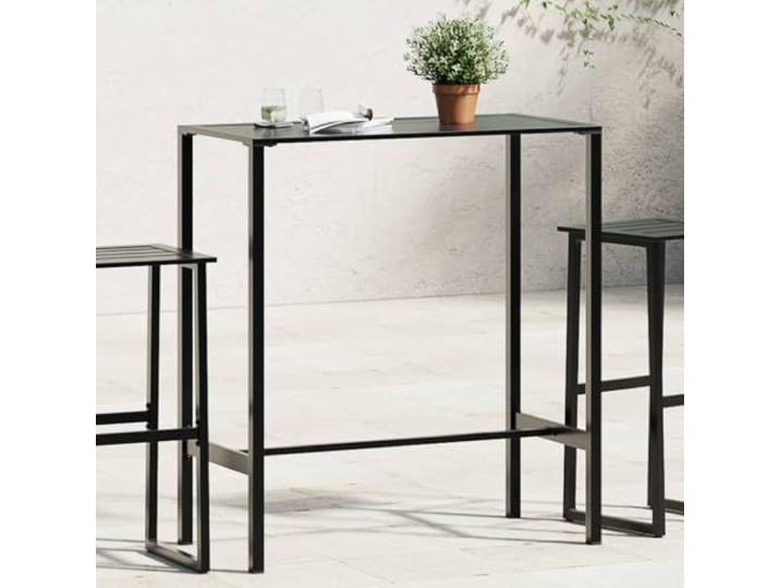 KPOUTRFG Bartisch Schwarz 100x50x110 cm Pulverbeschichteter Stahl Lattenrost Tischplatte, Rostbeständig, Für Küche Esszimmer Wohnzimmer, Indoor Outdoor