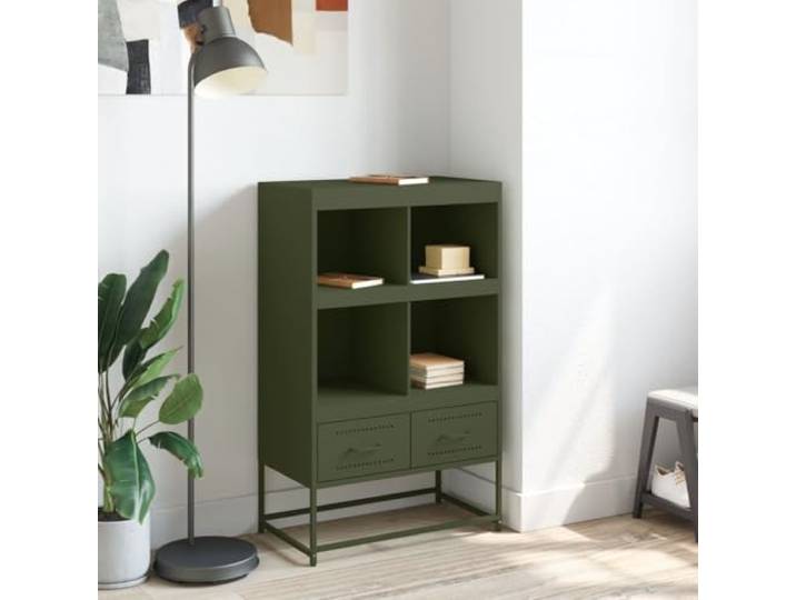 KTHLBRH Sideboard Olivgrün 68 x 39 x 111,5 cm Stahl 4 Fächer, 2 Schubladen, kaltgewalzter Stahl, einfache Reinigung, Montage erforderlich