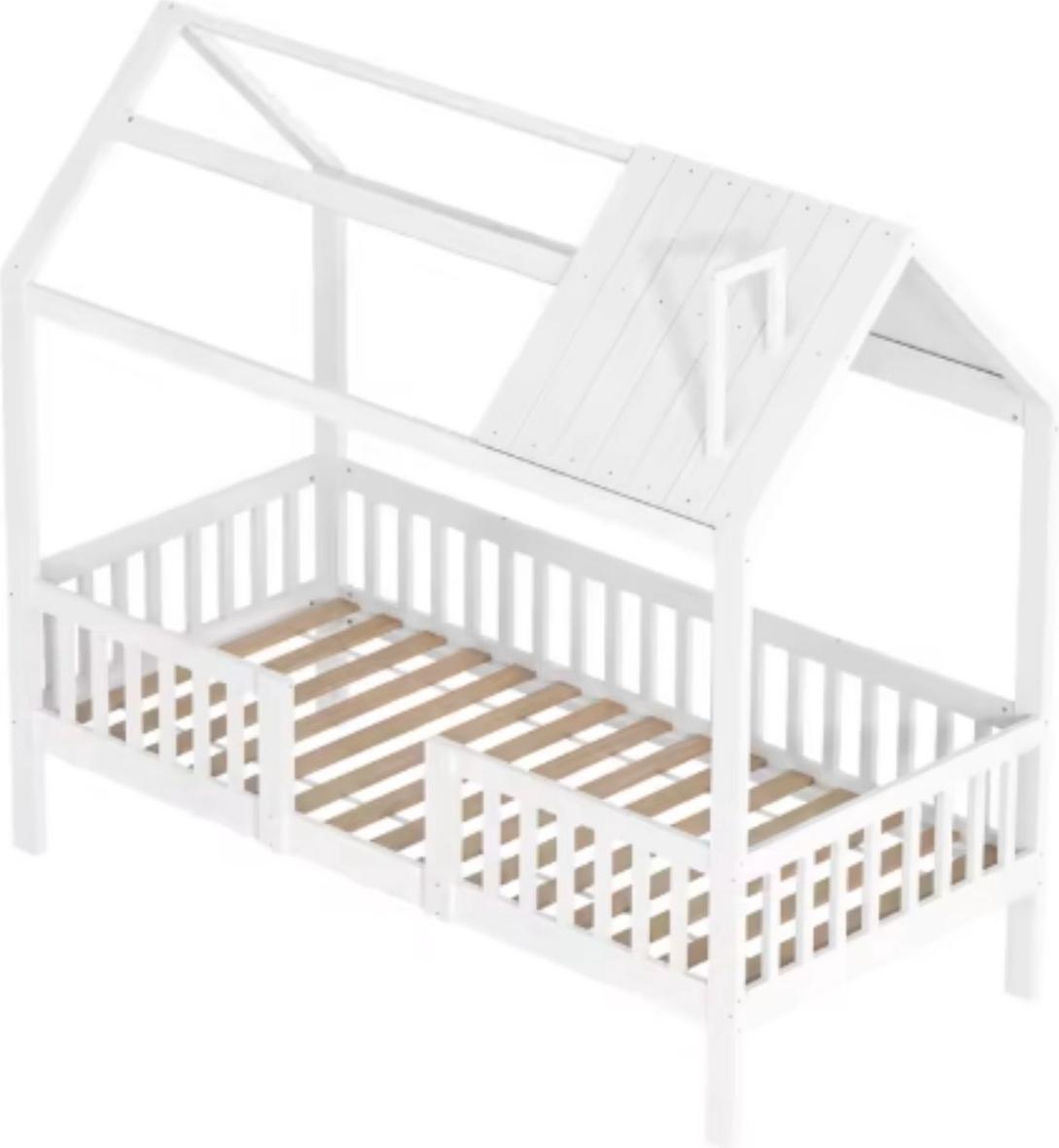 Montessori Kinderbett Fioren 90x200cm - Hausbett für Kinder - Mit Absturzsicherung & Lattenrost - Ohne Matratze