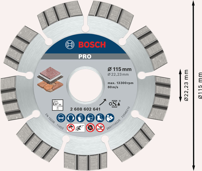 Bosch PRO Multi Material Diamanttrennscheibe, 115 x 22,23 mm 2608602641