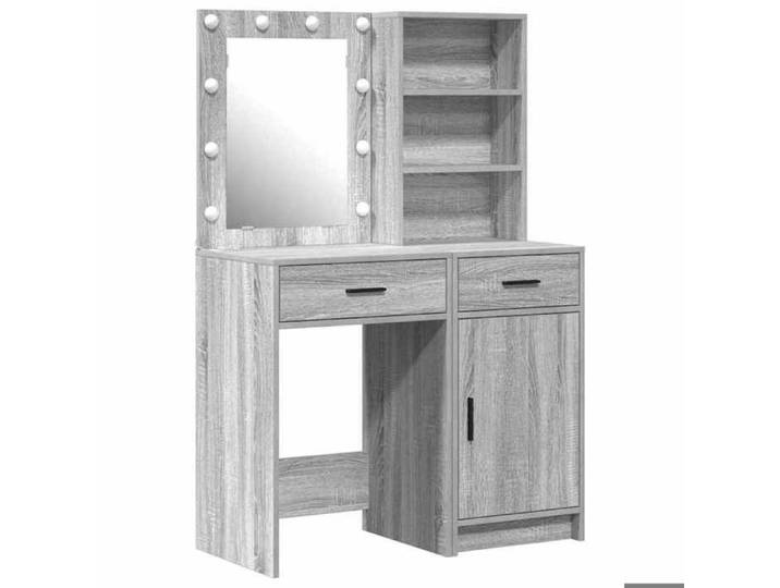 En solde  Table de Beauté moderne Ensemble Coiffeuse pour femmes avec LED 2 pcs Gris Sonoma A200
