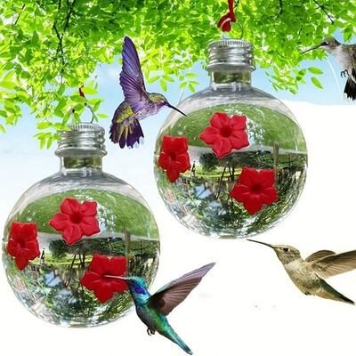Uplifted Goods Leak Proof Hummingbird Feeder For Outdoor Gardens 2pcs