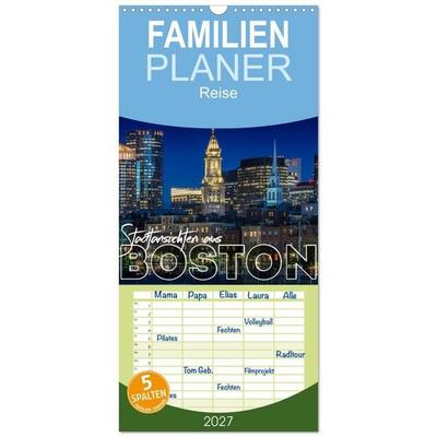 Familienplaner 2027 - Stadtansichten aus Boston mit 5 Spalten (Wandkalender, 21 x 45 cm) CALVENDO