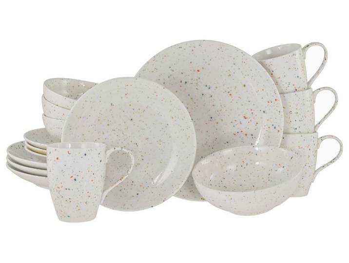 creaTable Kombiservice 16-tlg CONFETTI, Weiß, Steinzeug