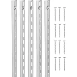VEVOR Regalpilaster, 990 mm, 10er-Pack, aufrechtes Wandregalsystem, robustes Stützsystem mit Einzelschlitz-Regalschienen, 40 Schrauben, geeignet für die Organisation von Schränken, silber