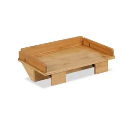 Relaxdays Bettablage, Mini-Nachtisch zum Klemmen, HBT: 11 x 38 x 26 cm, mit Kabelschlitz und Tablethalter, Bambus, natur