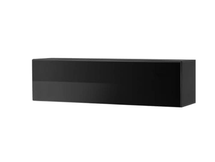LIVOJO M14 Wohnzimmer Stauraumschrank Schrank hängend quer 130 x 35 x 38 cm Schwarz Hochglanz