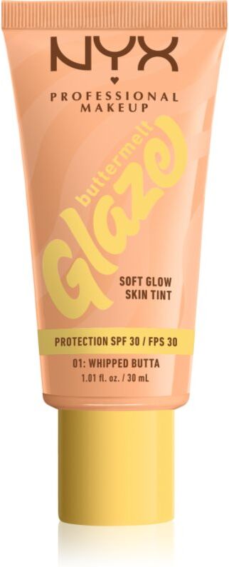 NYX Professional Makeup Buttermelt Glaze aufhellendes Tönungsfluid SPF 30 Farbton 01 Whipped Butta 30 ml