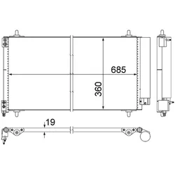 Kondensator Klimaanlage MAHLE AC 592 000S für Citroën Peugeot C5 II Break 607 C6