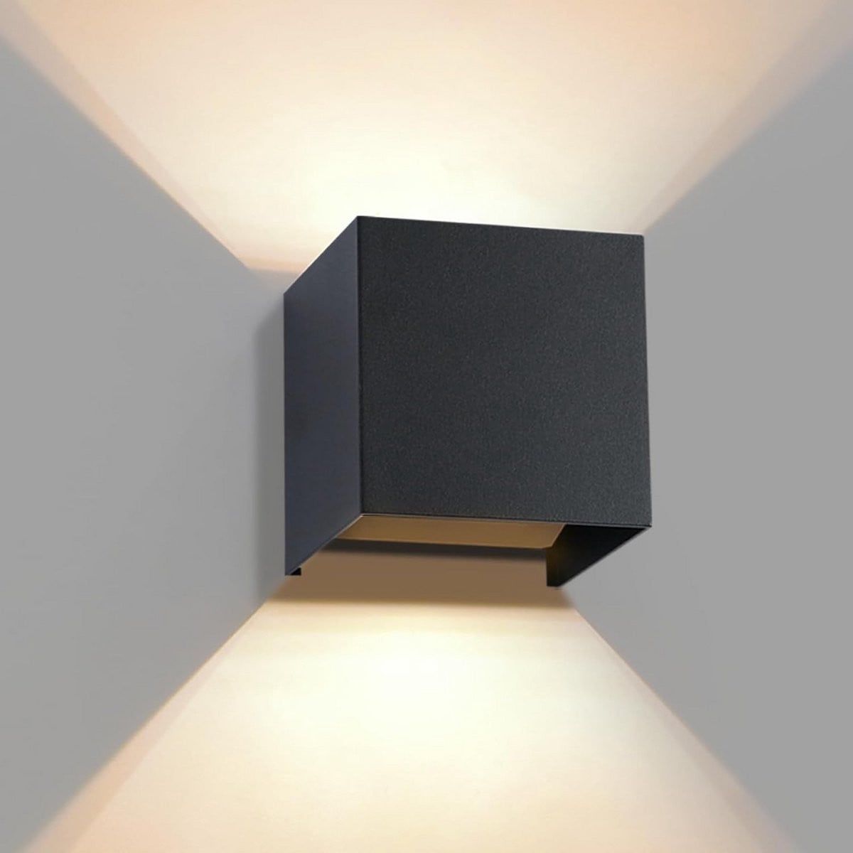 Moderne Vierkante Zwarte LED Buitenwandlamp van Aluminium voor Tuin en Terras