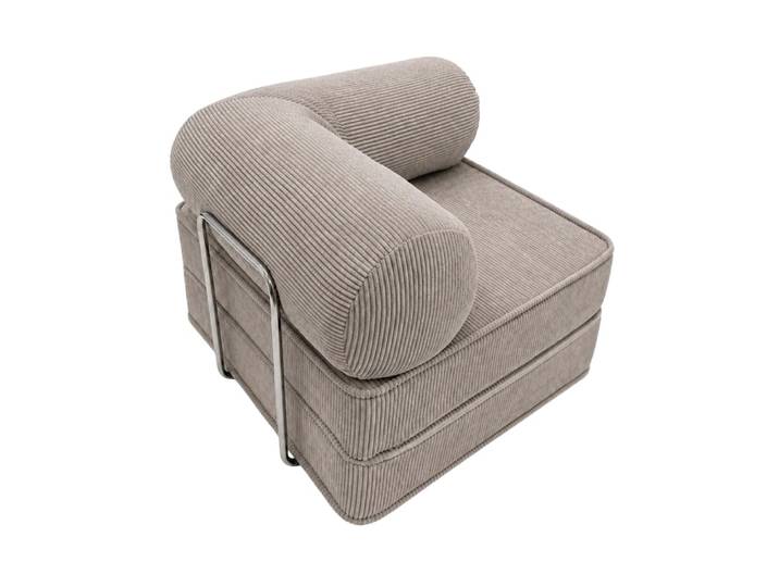 Fauteuil convertible avec accoudoirs en velours côtelé taupe