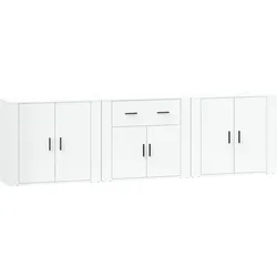 vidaXL Sideboards 3 Stk. Weiß Holzwerkstoff