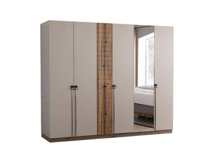 Xlmoebel Kleiderschrank Beigefarbener Designer Holzschrank mit elegantem Design (1-St., Kleiderschrank) Hergestellt in Europa