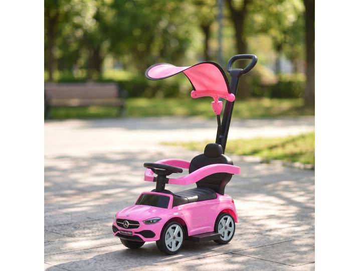 AIYAPLAY Porteur Enfant Mercedes 3en1 Rose Garde-Corps Rangement