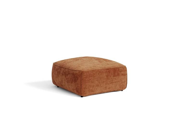 Pouf en velours gaufré terracotta