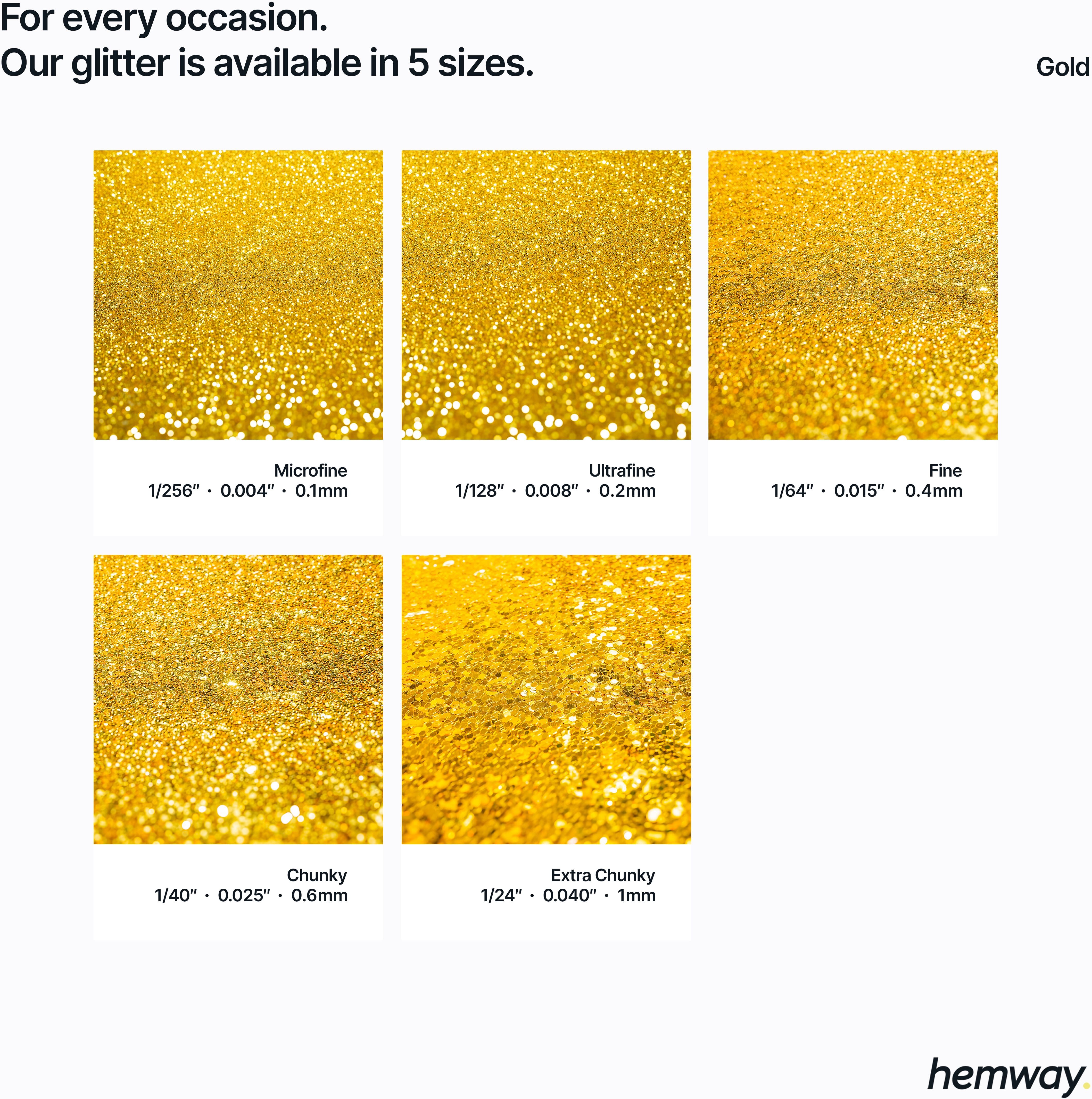 Hemway Automotive Glitter 100g / 3.5oz   Gold   Metal Flake Custom Spray Painting - Gold - Fine 100g