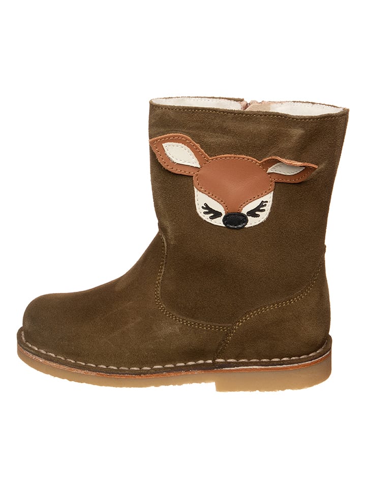 kmins Leder-Winterboots in Khaki - 27