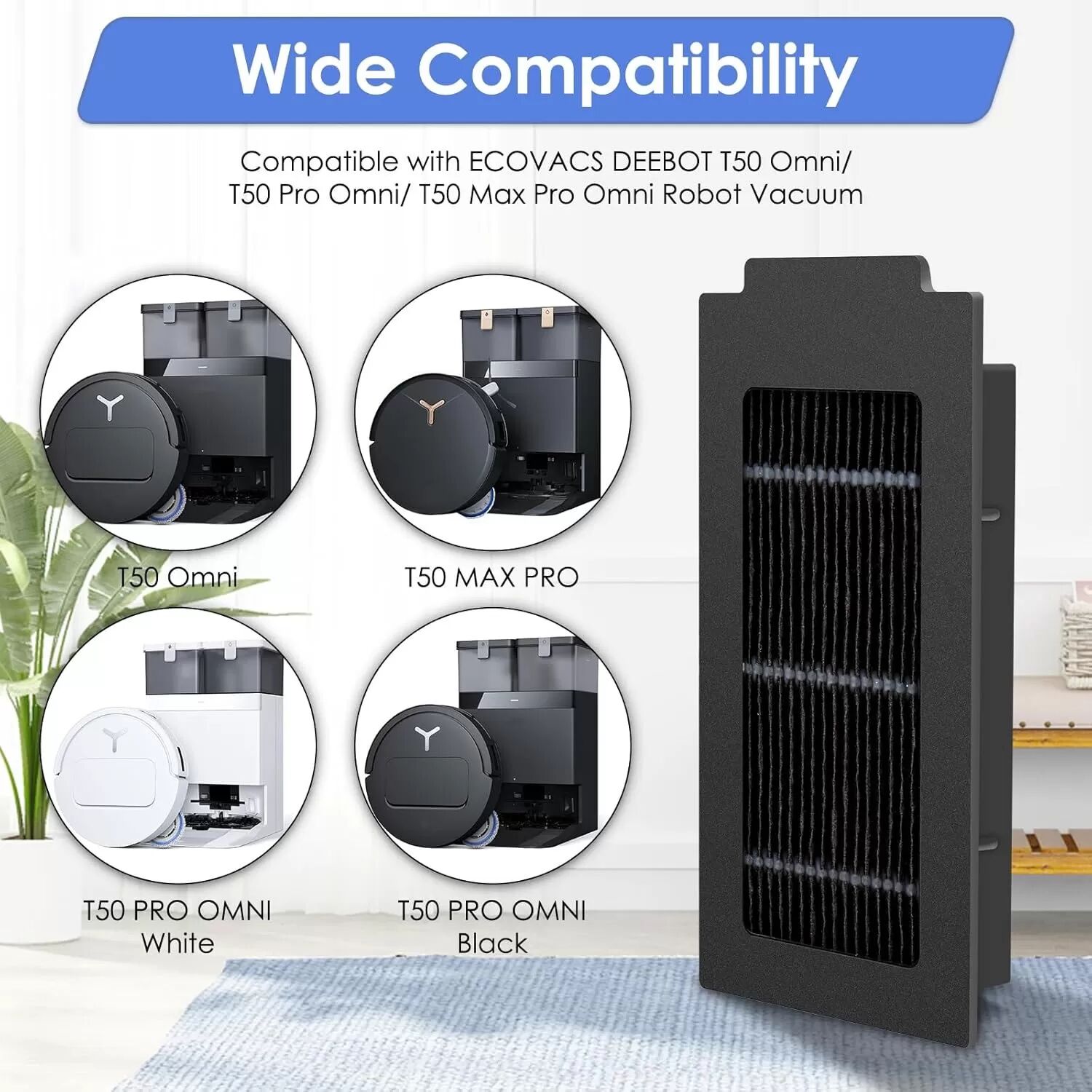 INF Ersatz-HEPA-Filter kompatibel mit Ecovacs DEEBOT T50 Omni - 4er-Pack