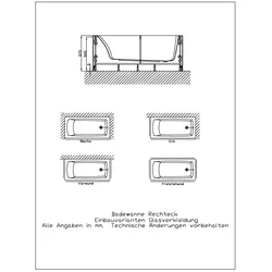 Hoesch Glasverkleidung Weiss Ecke Badewanne Rechteck 1600x700 47202.550