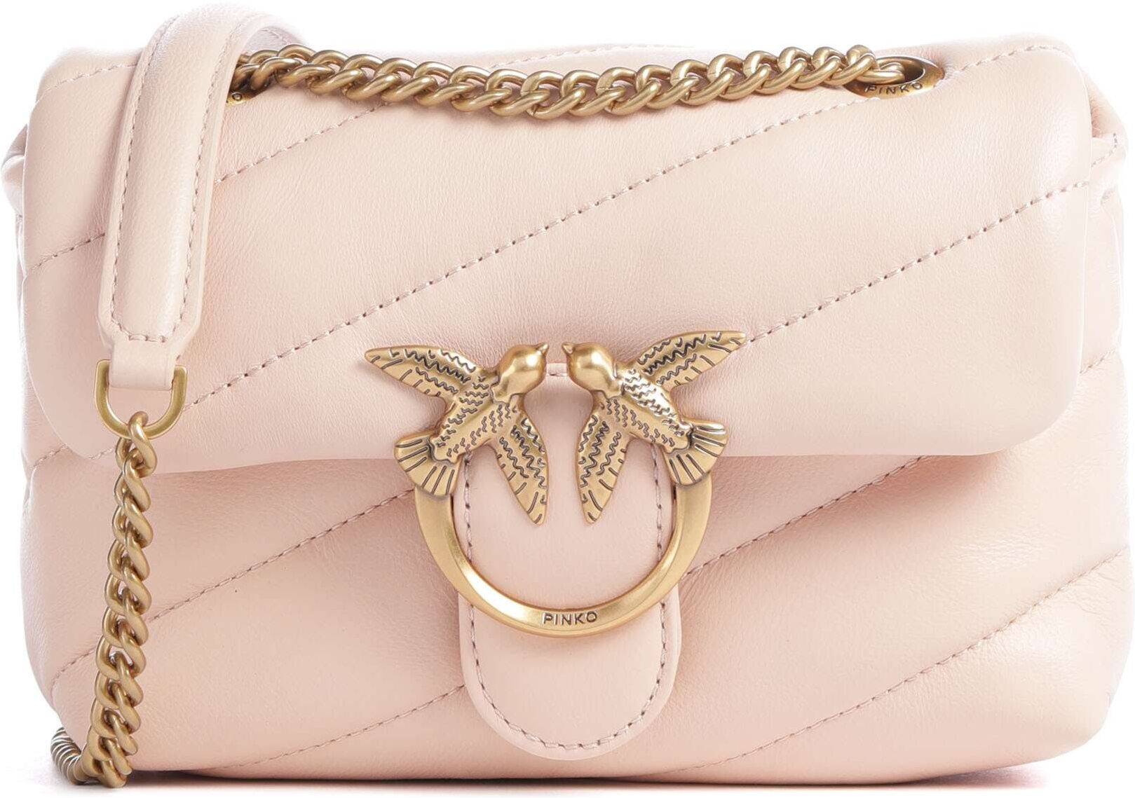 Pinko Love Puff Baby Schultertasche aus Leder, pink