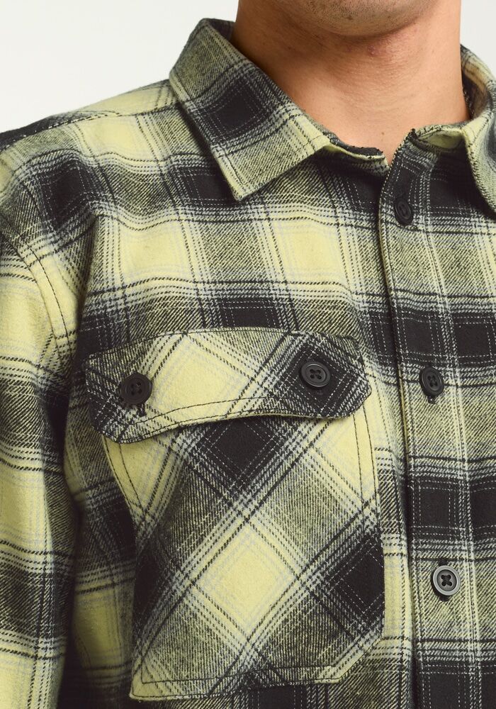 Flanellhemd JACK WOLFSKIN "BAJA FLANNEL SHIRT M", Herren, Gr. XXL (58), Normalgrössen, check, lemonice, Obermaterial: 100% Baumwolle, Hemden Flanellhemd, Flanellhemd, weich, atmungsaktiv check, lemonice XXL (58), Normalgrössen