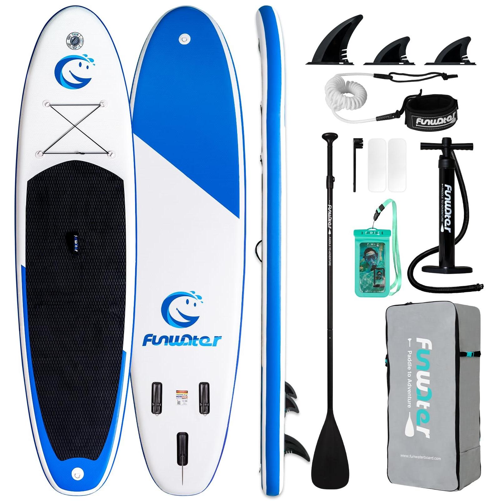 Aufblasbares Stand Up Paddle Board mit verstellbarem Paddel und Handpumpe