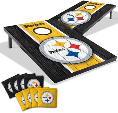 Skip's Garage Pittsburgh Steelers NFL Compact 2x3 Tailgate Cornhole Board Set