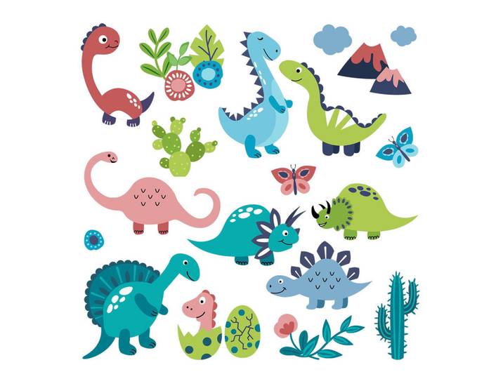 Tulup Aufkleber 80x144 cm Dinosaurier Pflanzen, Türkis, Kunststoff, 80x144x0.1 cm, Tapeten & Wandverkleidungen, Wandtattoos & Sticker, Wandtattoos