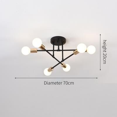 Smart Shopping Spot Industrial Wrought Iron LED Ceiling Lamp Modern Vintage 6 Head Light For Living Room, Dining Room & Home Decor black Golden