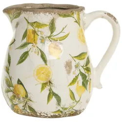 Chic Antique Kanne Limone mit Zitronenmotiv, H16/Ø 13 cm creme/gelb