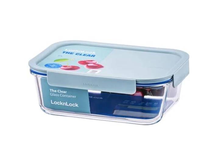 LocknLock Récipient de conservation alimentaire rectangulaire en verre transparent Menthe 2 l