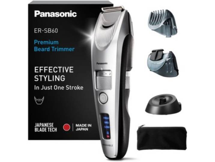 Panasonic - Tondeuse Barbe Er-Sb60-S803, Molette Réglable, 19 Hauteurs De Coupe, Précision 0,5 Mm, Autonomie 60 Mn