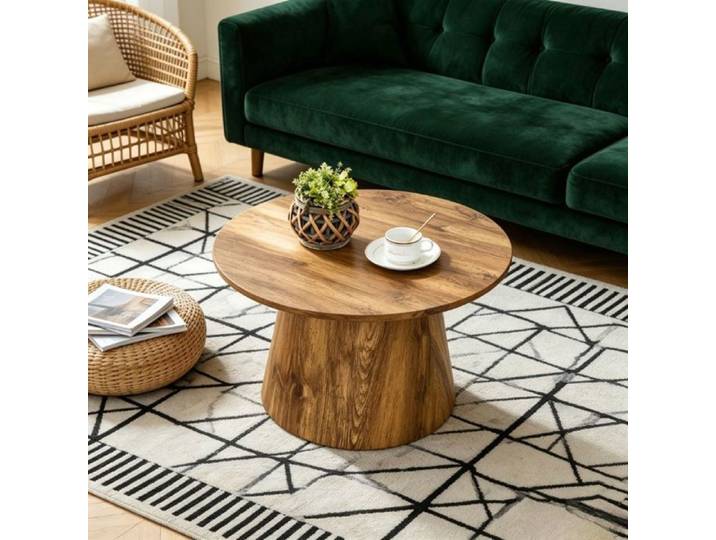 Table basse - SOGEU - Ø60 cm - Rond - Aspect bois naturel - MDF