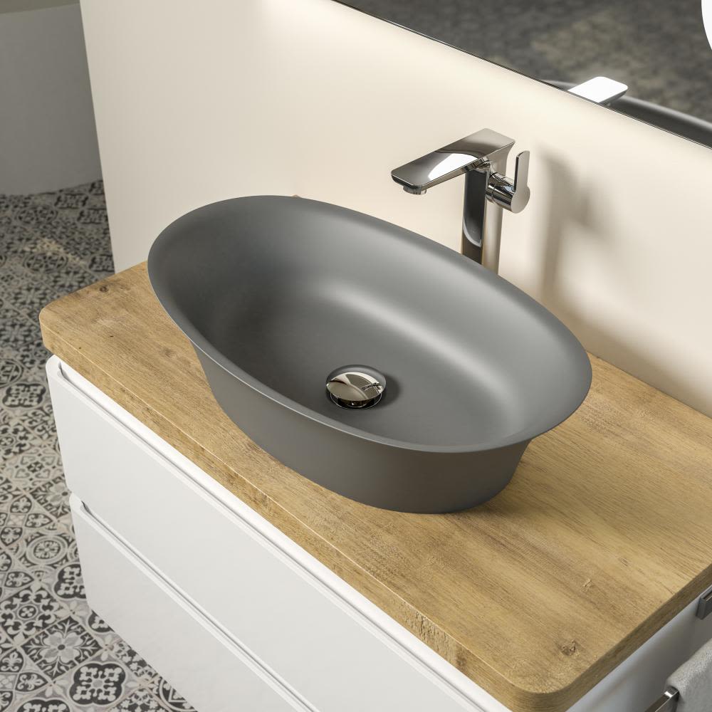 Treos Serie 735 Mineralguss Aufsatz-Waschbecken 60 x 36 cm
