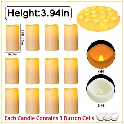 Uplifted Finds 10 To 60 Pcs LED Flameless Pillar Candles Flickering Candlelight Set For Weddings Concerts And Party Decor 3.94in 10cm 50 Pcs