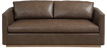 Kerstin Leather Sofa - Navy Leather with Walnut Finish - Ballard Designs