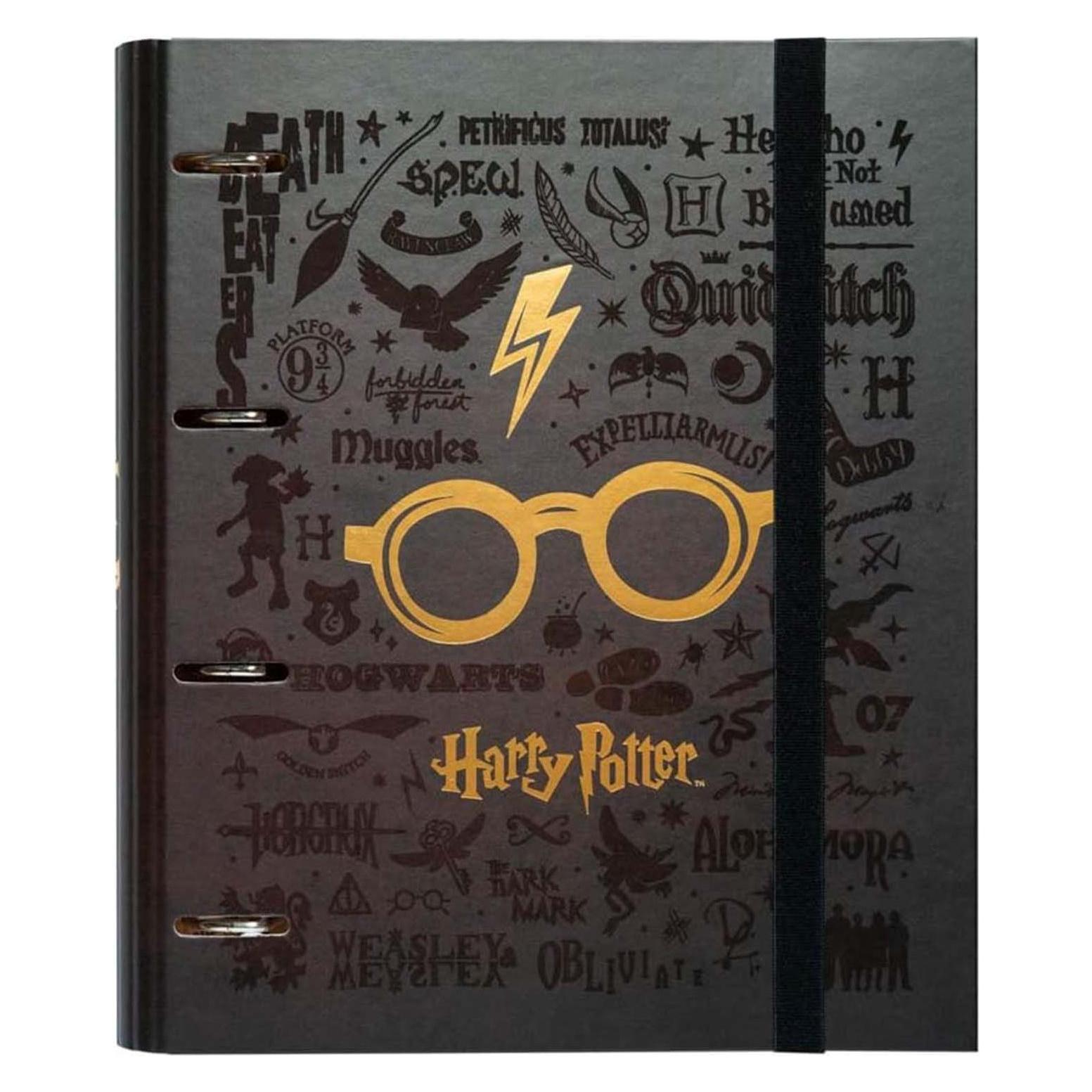 Grupo Erik Harry Potter - Classeur Premium à 4 anneaux avec élastique Lunettes d'Harry (A4, 1 Stk.) (CAT0069)