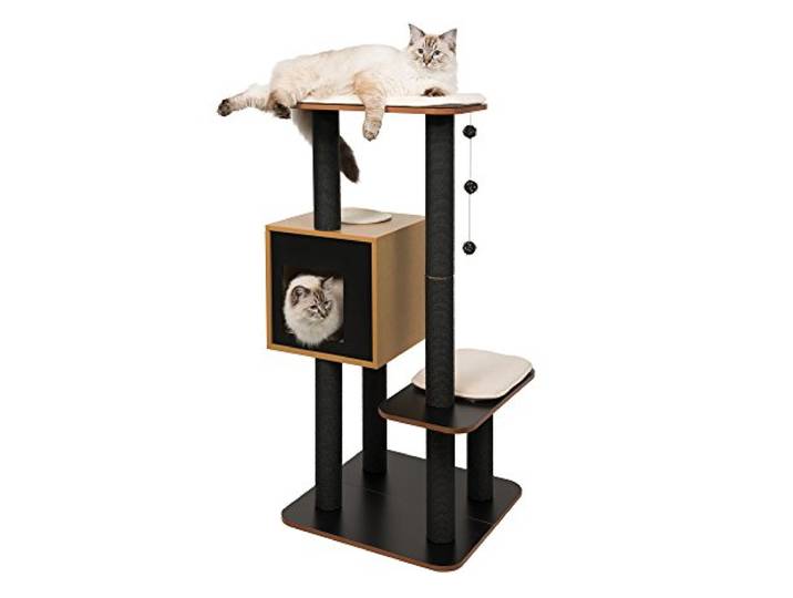 Catit,52046,Vesper AA8Katzenmöbel HighBase, schwarz, Kubus-Höhlemit zwei Plattformen, 1 Stück (1er Pack)