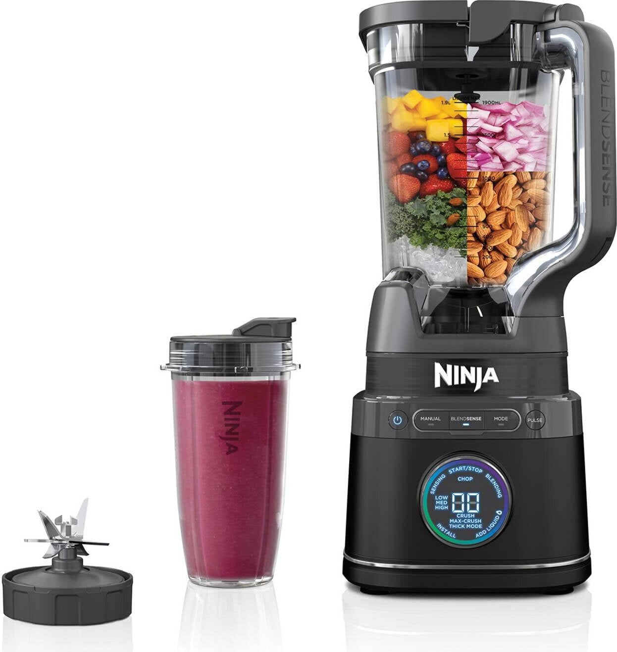 Ninja Detect Power Blender Pro 1200W - 2-in-1 - 2L - 15 modi en 10 snelheden - Zwart