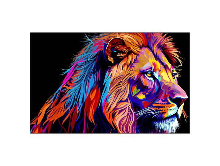 Tableau verre Colorful Lion Head type A Verre flotté Orange/Marron/Noir 125 x 50 x 1cm