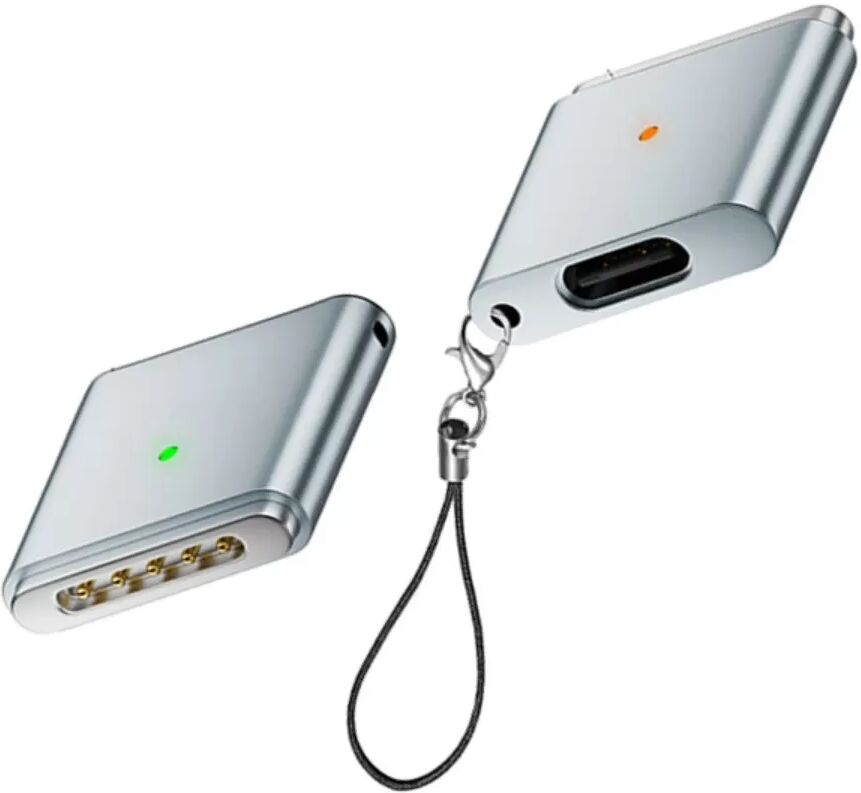INF MagSafe 3 100W magnetischer USB-C-zu-MagSafe-3-Adapter AP3-100T, Aluminiumlegierung, Schnellladung, LED-Anzeige, kompatibel Blau