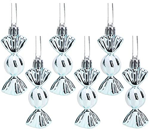 Christmas Concepts Set van 6 Mini Kerstballen met Zoete Vormen - Glanzend & Glitter - IJsblauw