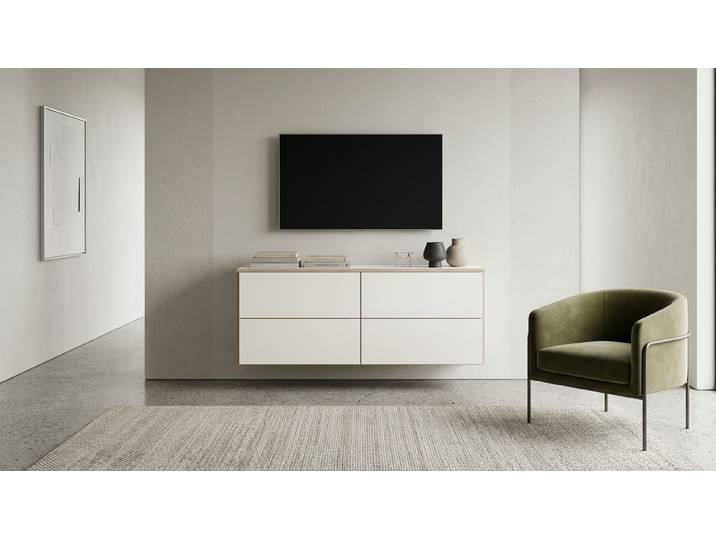 Schlichte Wandkommode - Hängeschrank mit vielen Optionen Premium Dekore Weiß Multiplex Kante