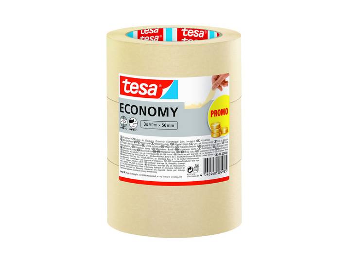 Tesa Malerband Economy 3 Rollen 50 m x 50 mm