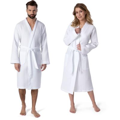 Kimono MÖVE "Homewear, ideal für Sauna & Spa, Hotelbademantel, Morgenmantel" Gr. XL, weiß, L:110cm, Piqué, Hausmäntel, Piquée-Oberfläche