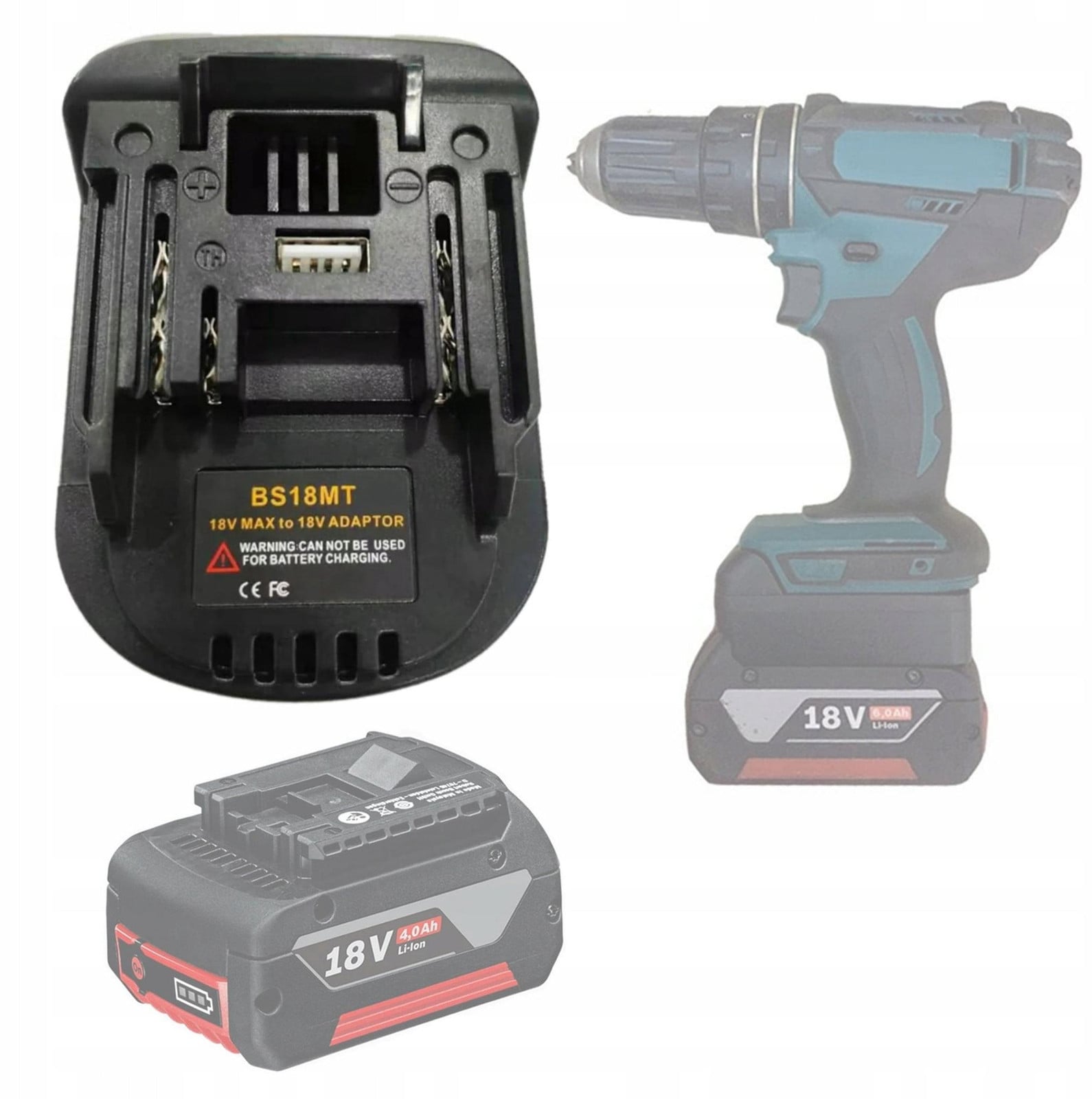 ROSFIX Adapter voor Makita 18V accu en Bosch accu
